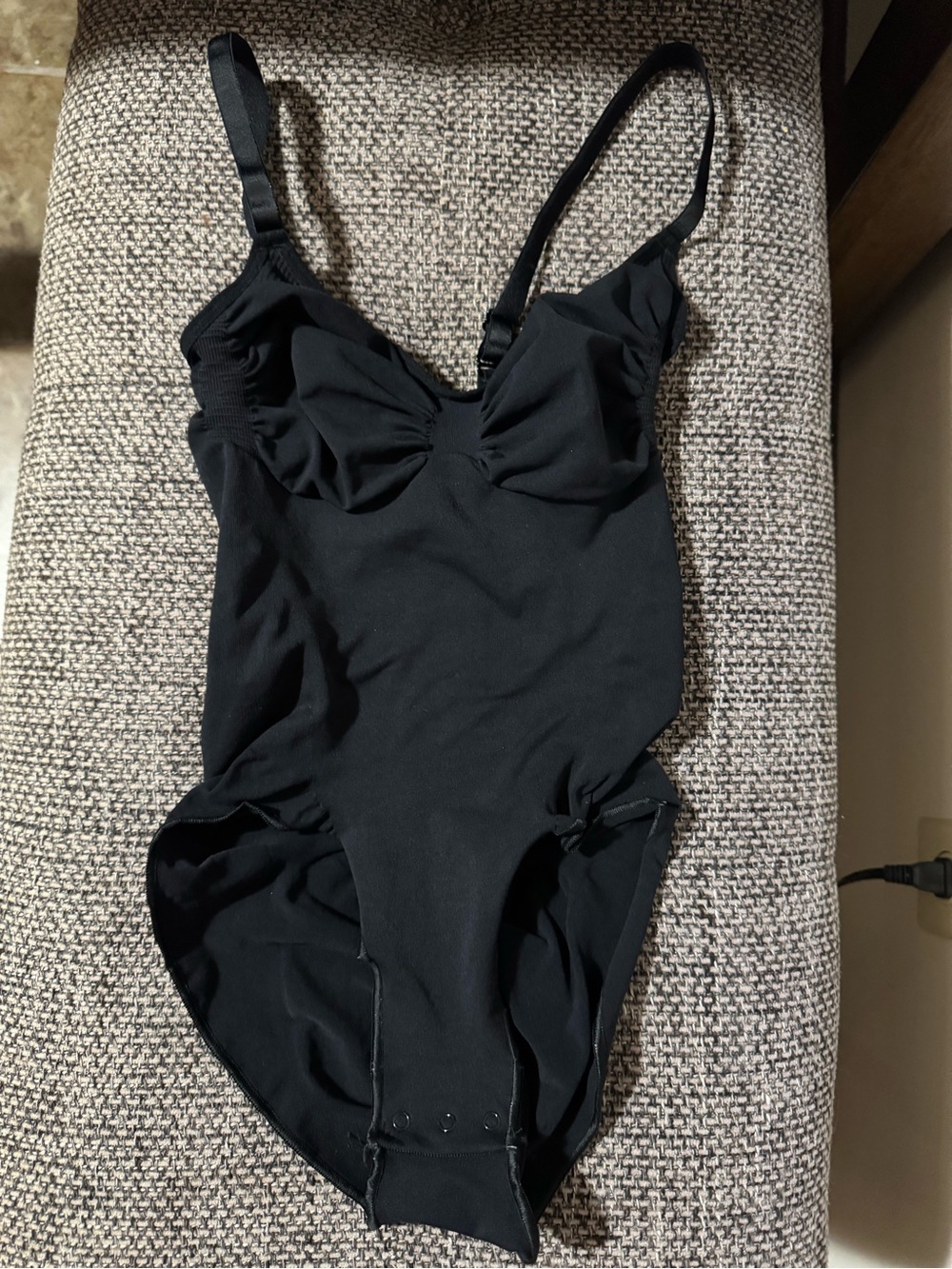 SKIMS Black Adjustable-Strap One-Piece Bodysuit